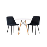 Jídelní stůl Danburi - Woodlook / Woodlook MDF + noční jídelní židle - Black / Black Velvet _2