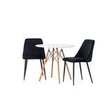 Jídelní stůl Danburi - Woodlook / Woodlook MDF + noční jídelní židle - Black / Black Velvet _2