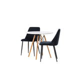 Jídelní stůl Danburi - Woodlook / Woodlook MDF + noční jídelní židle - Black / Black Velvet _2