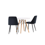 Jídelní stůl Danburi - Woodlook / Woodlook MDF + noční jídelní židle - Black / Black Velvet _2