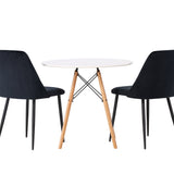 Jídelní stůl Danburi - Woodlook / Woodlook MDF + noční jídelní židle - Black / Black Velvet _2
