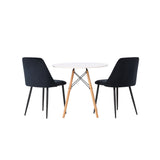 Jídelní stůl Danburi - Woodlook / Woodlook MDF + noční jídelní židle - Black / Black Velvet _2