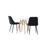 Jídelní stůl Danburi - Woodlook / Woodlook MDF + noční jídelní židle - Black / Black Velvet _2