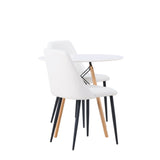 Danburi jídelní stůl - Woodlook / Woodlook MDF + noční jídelní židle - černá / bílá PU _2