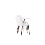 Danburi jídelní stůl - Woodlook / Woodlook MDF + noční jídelní židle - černá / bílá PU _2
