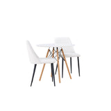 Danburi jídelní stůl - Woodlook / Woodlook MDF + noční jídelní židle - černá / bílá PU _2