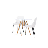 Danburi jídelní stůl - Woodlook / Woodlook MDF + noční jídelní židle - černá / bílá PU _2