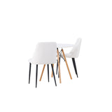 Danburi jídelní stůl - Woodlook / Woodlook MDF + noční jídelní židle - černá / bílá PU _2