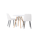 Danburi jídelní stůl - Woodlook / Woodlook MDF + noční jídelní židle - černá / bílá PU _2