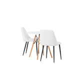 Danburi jídelní stůl - Woodlook / Woodlook MDF + noční jídelní židle - černá / bílá PU _2