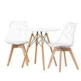 Danburi Jídelní stůl - Woodlook / Woodlook MDF +Edvin Jídelní židle - Nature / PET (polštář bílý) PET povrch, sedák s běžnou houbou _2