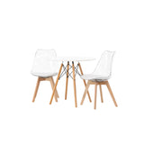 Danburi Jídelní stůl - Woodlook / Woodlook MDF +Edvin Jídelní židle - Nature / PET (polštář bílý) PET povrch, sedák s běžnou houbou _2