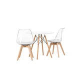 Danburi Jídelní stůl - Woodlook / Woodlook MDF +Edvin Jídelní židle - Nature / PET (polštář bílý) PET povrch, sedák s běžnou houbou _2