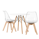Danburi Jídelní stůl - Woodlook / Woodlook MDF +Edvin Jídelní židle - Nature / PET (polštář bílý) PET povrch, sedák s běžnou houbou _2