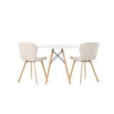 Jídelní stůl Danburi - Woodlook / Woodlook MDF + Jídelní židle Lilja - Oaklook / Béžová látka _2