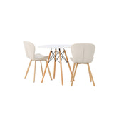 Jídelní stůl Danburi - Woodlook / Woodlook MDF + Jídelní židle Lilja - Oaklook / Béžová látka _2
