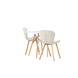 Jídelní stůl Danburi - Woodlook / Woodlook MDF + Jídelní židle Lilja - Oaklook / Béžová látka _2