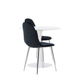 Jídelní stůl Hamden - Bílá MDF + Jídelní židle Polar - Black Velvet / Chrome _2