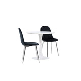 Jídelní stůl Hamden - Bílá MDF + Jídelní židle Polar - Black Velvet / Chrome _2