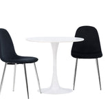 Jídelní stůl Hamden - Bílá MDF + Jídelní židle Polar - Black Velvet / Chrome _2