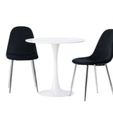 Jídelní stůl Hamden - Bílá MDF + Jídelní židle Polar - Black Velvet / Chrome _2