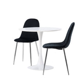 Jídelní stůl Hamden - Bílá MDF + Jídelní židle Polar - Black Velvet / Chrome _2