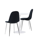 Jídelní stůl Hamden - Bílá MDF + Jídelní židle Polar - Black Velvet / Chrome _2