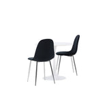 Jídelní stůl Hamden - Bílá MDF + Jídelní židle Polar - Black Velvet / Chrome _2