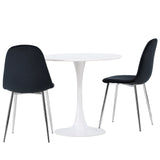 Jídelní stůl Hamden - Bílá MDF + Jídelní židle Polar - Black Velvet / Chrome _2