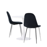 Jídelní stůl Hamden - Bílá MDF + Jídelní židle Polar - Black Velvet / Chrome _2