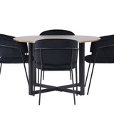 Jídelní stůl Durango - černá / ořechová MDF + jídelní židle Selma - černá / černý samet _4