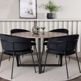 Jídelní stůl Durango - černá / ořechová MDF + jídelní židle Selma - černá / černý samet _4