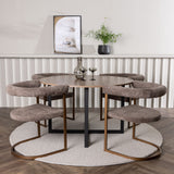 Jídelní stůl Durango - černá / ořechová MDF + ranní jídelní židle - černá / černá Boucle _4