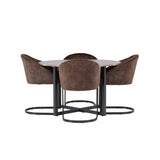 Jídelní stůl Durango – černá / ořechová MDF + večerní jídelní židle – matná hnědá / hnědá látka _4