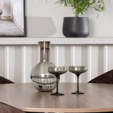 Jídelní stůl Durango – černá / ořechová MDF + večerní jídelní židle – matná hnědá / hnědá látka _4