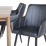 Posuvný rozkládací stůl - Dub kouřový 170+40+40cm +Comfort - Jídelní židle 2ks - černá/Černá _6