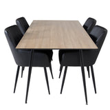 Jídelní stůl Silar - 180 cm - "Wood Look" Melamin / Černé nohy +Comfort - Jídelní židle 2-balení - černá/Černá _4