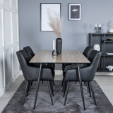 Jídelní stůl Silar - 180 cm - "Wood Look" Melamin / Černé nohy +Comfort - Jídelní židle 2-balení - černá/Černá _4