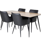 Jídelní stůl Silar - 180 cm - "Wood Look" Melamin / Černé nohy +Comfort - Jídelní židle 2-balení - černá/Černá _4