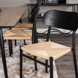 Jídelní stůl Silar - 180 cm - "Wood Look" melamin / černé nohy + ocelová jídelní židle Polly 2-balení, K/D, sedák s černým podsvícením _6