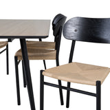 Jídelní stůl Silar - 180 cm - "Wood Look" melamin / černé nohy + ocelová jídelní židle Polly 2-balení, K/D, sedák s černým podsvícením _6