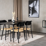 Prodlužovací stůl Silar – černý melamin / černé nohy + ocelová jídelní židle Polly 2-balení, K/D, sedák s černým podsvícením _4