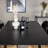 Prodlužovací stůl Silar – černý melamin / černé nohy + ocelová jídelní židle Polly 2-balení, K/D, sedák s černým podsvícením _4