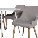 Kulatý stůl Plaza 100 cm - Bílá deska / Bílé nohy +Plaza Matstol 2-balení - Ek-Look / Ljusgrå _4