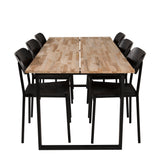 Cirebon Jídelní stůl 200*90cm - Teak / Černá +Polly Jídelní židle 2-balení - Černá / Černá _6