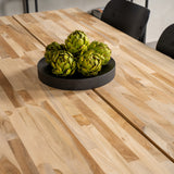 Cirebon Jídelní stůl 200*90cm - Teak / Černá +Polly Jídelní židle 2-balení - Černá / Černá _6