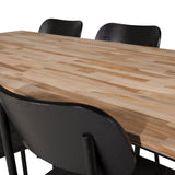Cirebon Jídelní stůl 200*90cm - Teak / Černá +Polly Jídelní židle 2-balení - Černá / Černá _6