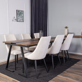 Jakarta Matbord - Svart / mörk Teak - 200*90*H75 +Jídelní židle Leone - černé nohy / béžový manšestr _6