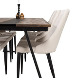 Jakarta Matbord - Svart / mörk Teak - 200*90*H75 +Jídelní židle Leone - černé nohy / béžový manšestr _6