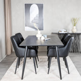 Dipp Jídelní stůl - 180*90cm - Černá dýha / celé černé nohy +Comfort - Jídelní židle 2-balení - černá/Černá _4